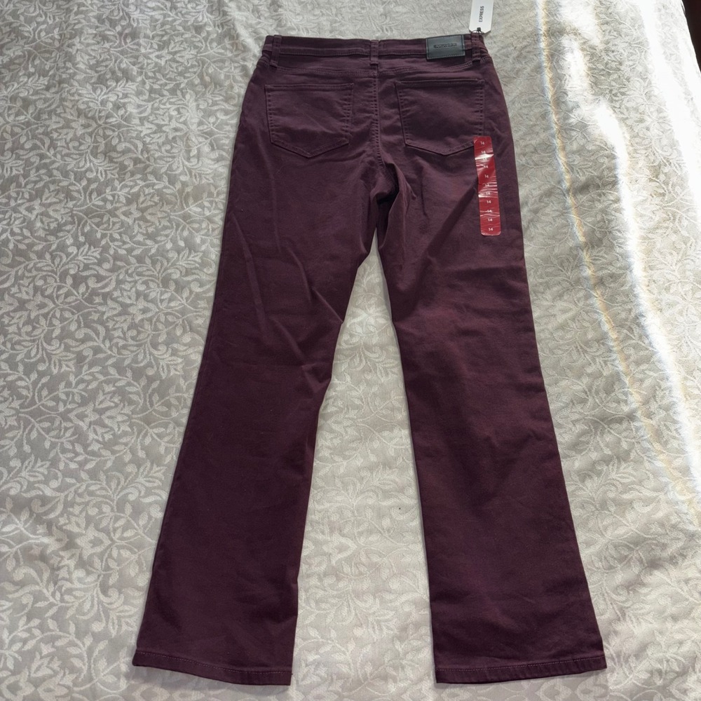 Express Womens Size 14 Burgundy Bootcut Denim Jeans Mid Rise  (F4) - Picture 2 of 11